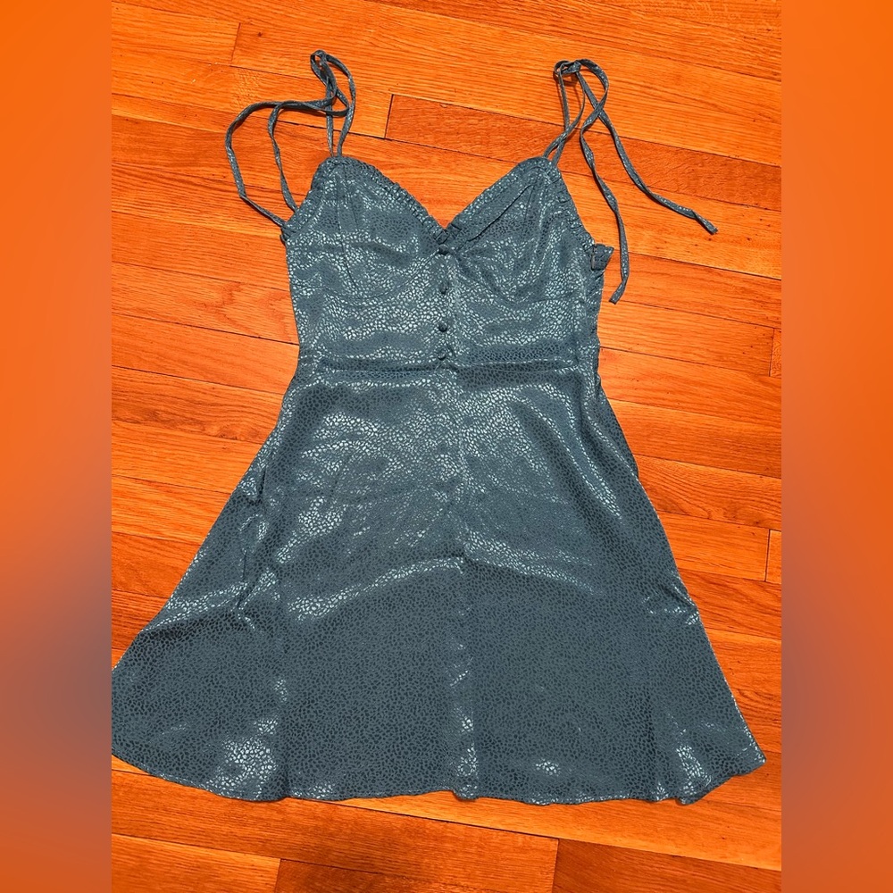 Zara Metallic Blue Textured Dress